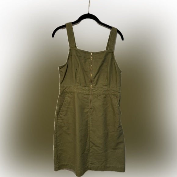 J.Crew Overall Green Chino Dress/Jumper gold hardware pockets - Picture 3 of 10